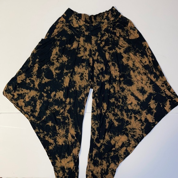 Ima Black and Caramel Tie Dyed Organic Cotton Harem Pants - Women’s Size Medium - Picture 3 of 11